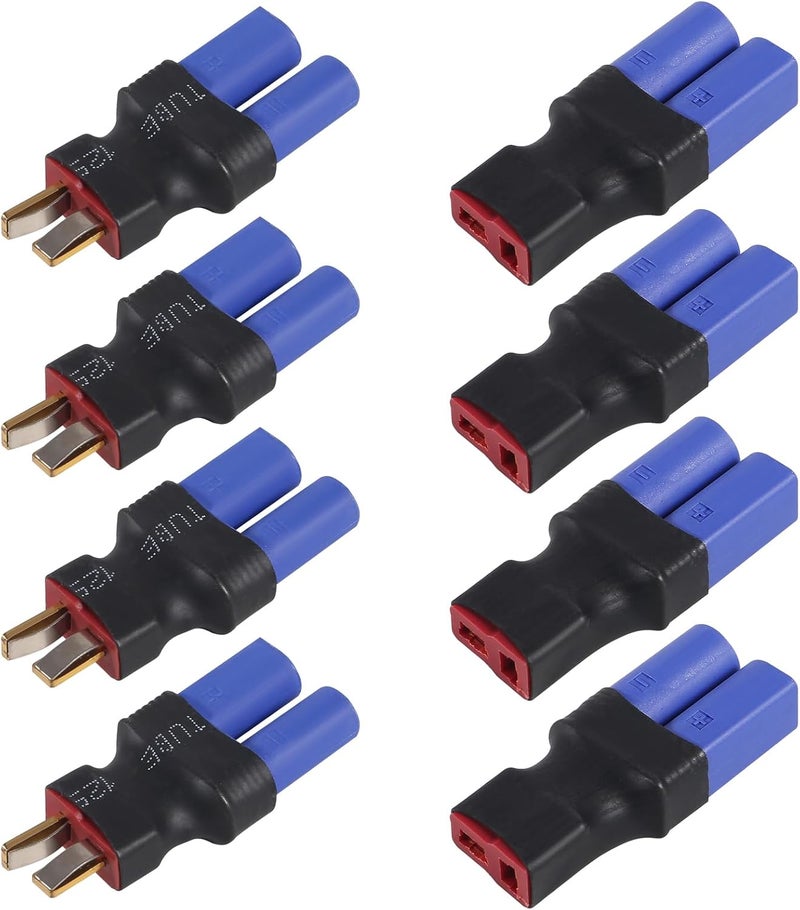 Meimom 8pcs (4 Pairs) EC5 to T-Plug Style Male Female RC Connector Adapter, T-Plug to Male Female EC5 Connector Adapter No Wires RC LiPo Battery Connectors - Image 1